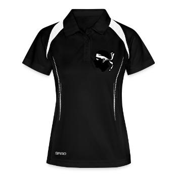 Corse Drapeau - Polo respirant Femme - noir/blanc - Devant