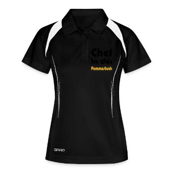 Chef in der Pommesbude - Frauen Polo atmungsaktiv - Schwarz/Weiß - Vorne