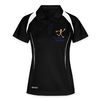 running_man - Frauen Polo atmungsaktiv - Schwarz/Weiß - Vorne