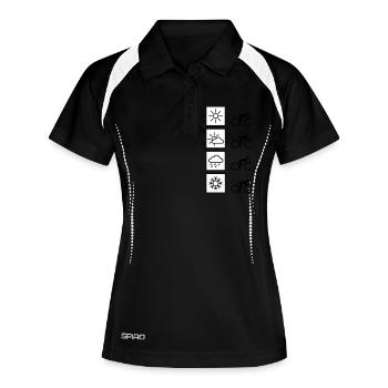 Fahrrad Wettericon Shirt - Frauen Polo atmungsaktiv - Schwarz/Weiß - Vorne