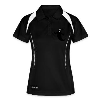 Fröhlicher Geist - Frauen Polo atmungsaktiv - Schwarz/Weiß - Vorne