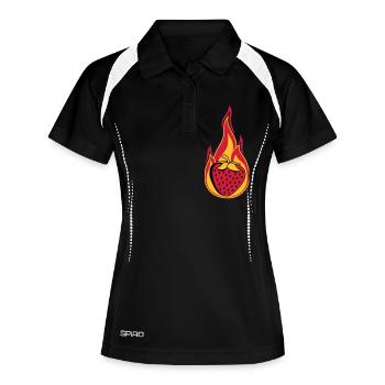 fire flame burn hot strawberry fruity l - Women's Polo breathable - black/white - Front