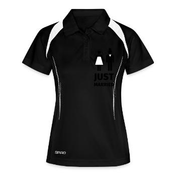 just married - Polo respirant Femme - noir/blanc - Devant