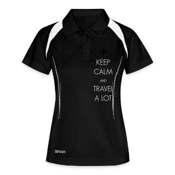 Gardez le calme et beaucoup voyager - Polo respirant Femme - noir/blanc - Devant
