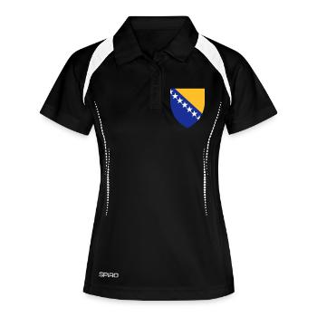 Drapeau des armoiries de Bosnie-Herzégovine - Polo respirant Femme - noir/blanc - Devant