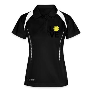 tennis_love - Frauen Polo atmungsaktiv - Schwarz/Weiß - Vorne