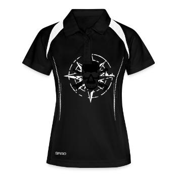 windrose_skull_02_a_2c - Polo respirant Femme - noir/blanc - Devant