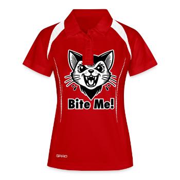 Chat vampire gothique - « Mordez-moi ! » Concevoir - Polo respirant Femme - rouge/blanc - Devant