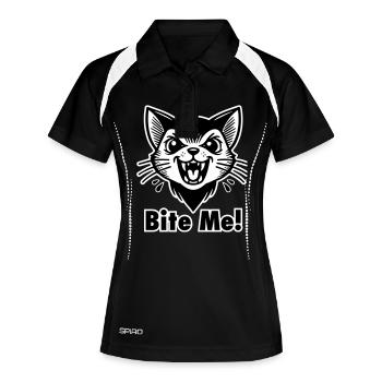 Gothic Vampire Cat - "Bite Me!" Design - Women's Polo breathable - black/white - Front