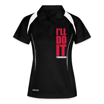 do it tomorrow Zitat - Frauen Polo atmungsaktiv - Schwarz/Weiß - Vorne
