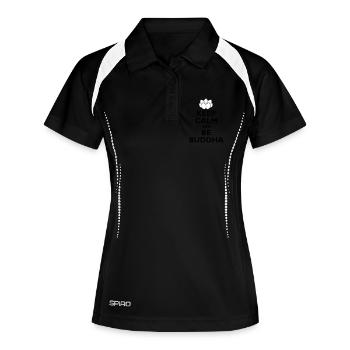 be buddha - Frauen Polo atmungsaktiv - Schwarz/Weiß - Vorne