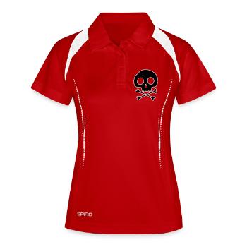 Crâne et os - Polo respirant Femme - rouge/blanc - Devant