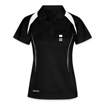 Handy - Telefon - Mobile - Frauen Polo atmungsaktiv - Schwarz/Weiß - Vorne