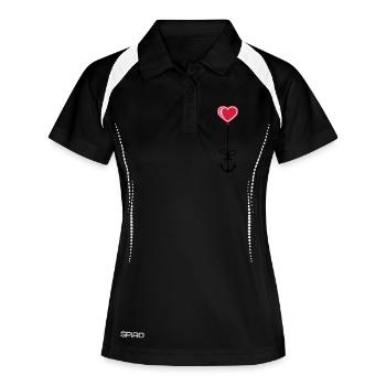 anchor heart sailor captain sailor ship boat me - Women's Polo breathable - black/white - Front