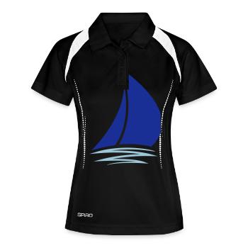 voile logo conception bateau à voile navire club m - Polo respirant Femme - noir/blanc - Devant