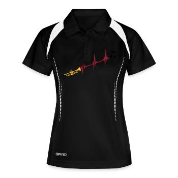Note de musique trompette heartbeat - Polo respirant Femme - noir/blanc - Devant