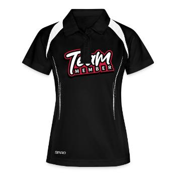 Team Mitglied - Frauen Polo atmungsaktiv - Schwarz/Weiß - Vorne