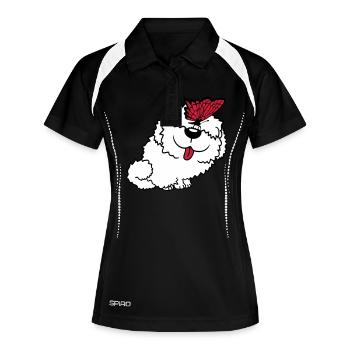 Dog Butterfly Nose Cute Funny Happy Comic - Women's Polo breathable - black/white - Front