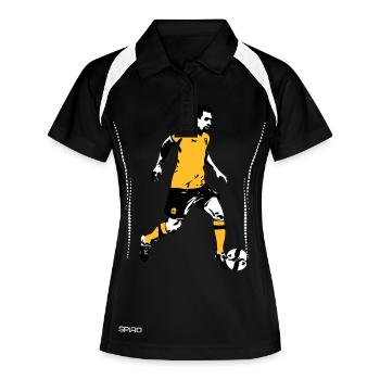 Fussball - Soocer - Frauen Polo atmungsaktiv - Schwarz/Weiß - Vorne