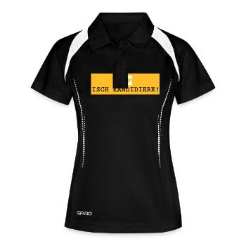 HSP_Isch kandidiere - Frauen Polo atmungsaktiv - Schwarz/Weiß - Vorne