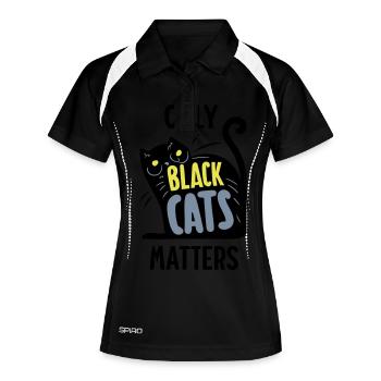 Schwarze Katze ist wichtig - Frauen Polo atmungsaktiv - Schwarz/Weiß - Vorne