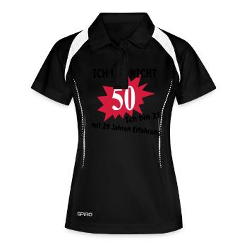 Geburtstag Birthday - 50. - Frauen Polo atmungsaktiv - Schwarz/Weiß - Vorne