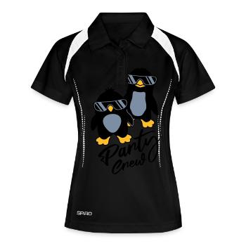 Party Crew Pinguin Freunde - Frauen Polo atmungsaktiv - Schwarz/Weiß - Vorne