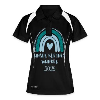 UNSER KLEINES WUNDER 2025 - Frauen Polo atmungsaktiv - Schwarz/Weiß - Vorne