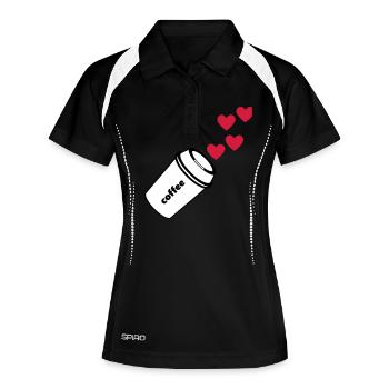 coffe love Kaffee Liebe - Frauen Polo atmungsaktiv - Schwarz/Weiß - Vorne