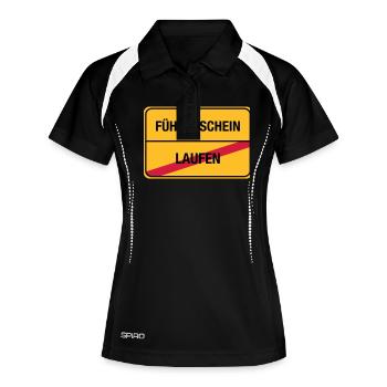 Laufen - Führerschein (dh) - Frauen Polo atmungsaktiv - Schwarz/Weiß - Vorne