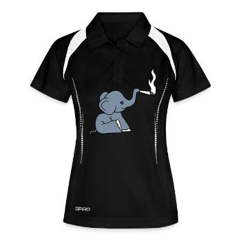 elefant bekifft kiffen joint stoned weed cannabis - Polo respirant Femme - noir/blanc - Devant