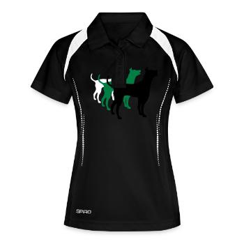 3 chiens silhouette équipe dangereuse équipage amis - Polo respirant Femme - noir/blanc - Devant