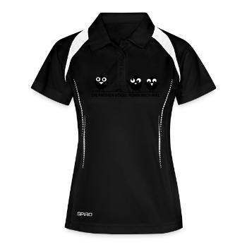 die frühen Vögel - Frauen Polo atmungsaktiv - Schwarz/Weiß - Vorne