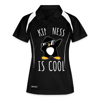 Kindness Is Cool Dabbing Dab Dance Geste Pinguin - Frauen Polo atmungsaktiv - Schwarz/Weiß - Vorne