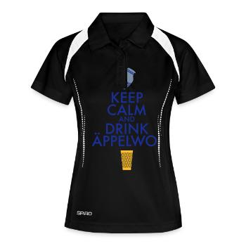 KEEP CALM AND DRINK ÄPPELWOI - Frauen Polo atmungsaktiv - Schwarz/Weiß - Vorne
