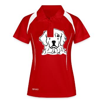 Golden Retriever - Polo respirant Femme - rouge/blanc - Devant