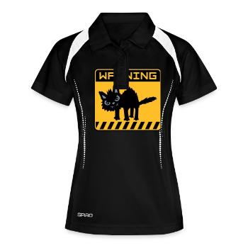 Warnung gefährliche Katze - Frauen Polo atmungsaktiv - Schwarz/Weiß - Vorne