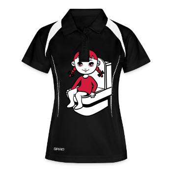 wc kleines mädchen - Frauen Polo atmungsaktiv - Schwarz/Weiß - Vorne