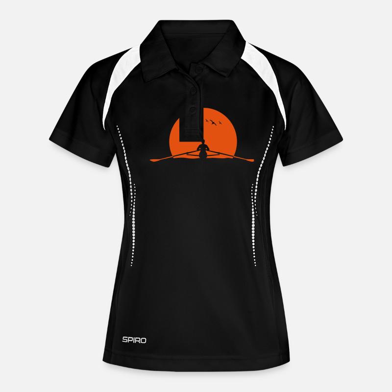 Rowing sunset rower rowing skulls - Women's Polo breathable - black/white