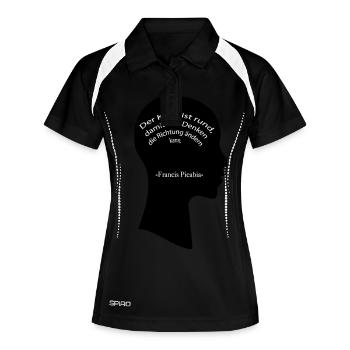 der_kopf_ist - Frauen Polo atmungsaktiv - Schwarz/Weiß - Vorne