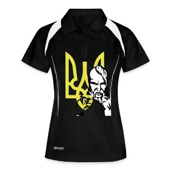 Ukraine - Frauen Polo atmungsaktiv - Schwarz/Weiß - Vorne