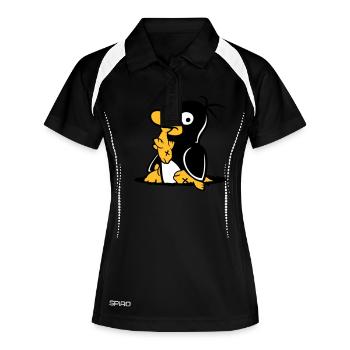 Penguin Eats Fish Caught Hole Bottom Hunger Cool - Women's Polo breathable - black/white - Front