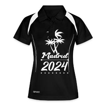 madrid 2024 1 - Frauen Polo atmungsaktiv - Schwarz/Weiß - Vorne