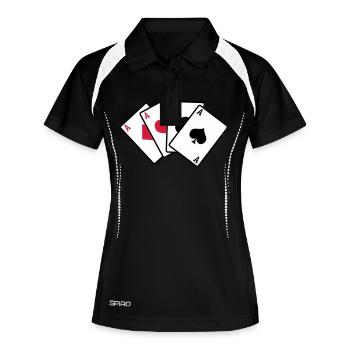 poker cards - Frauen Polo atmungsaktiv - Schwarz/Weiß - Vorne