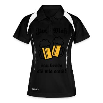 Zwoa Maß San Bessa Ois Wia Oans! (Bier Trinken) - Frauen Polo atmungsaktiv - Schwarz/Weiß - Vorne