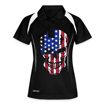 tete de mort usa americain state crane a - Polo respirant Femme - noir/blanc - Devant