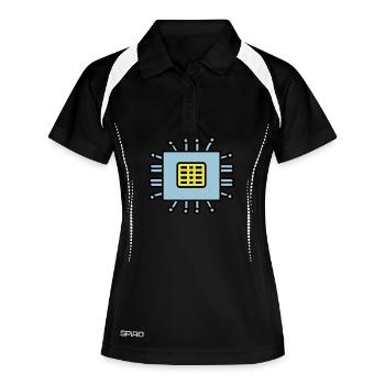 Digital Computer Chip Icon - Women's Polo breathable - black/white - Front