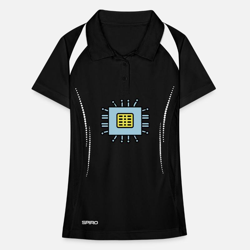 Digital Computer Chip Icon Frauen Polo atmungsaktiv