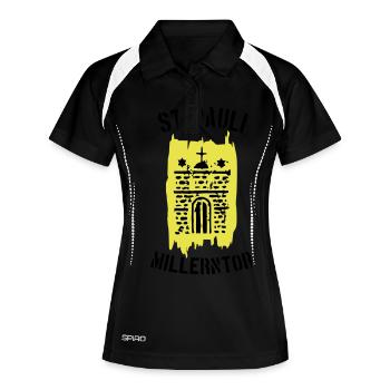 St.Paui Millerntor - Frauen Polo atmungsaktiv - Schwarz/Weiß - Vorne