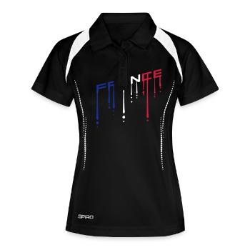 farbe france text graffiti tropfen team schraeg he - Frauen Polo atmungsaktiv - Schwarz/Weiß - Vorne